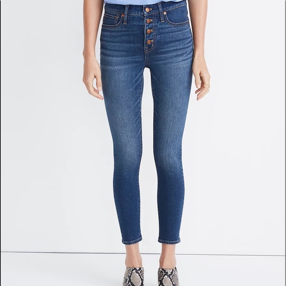 Madewell 9” Mid Rise Button Front Skinny Crop Size 25 - Picture 3 of 11